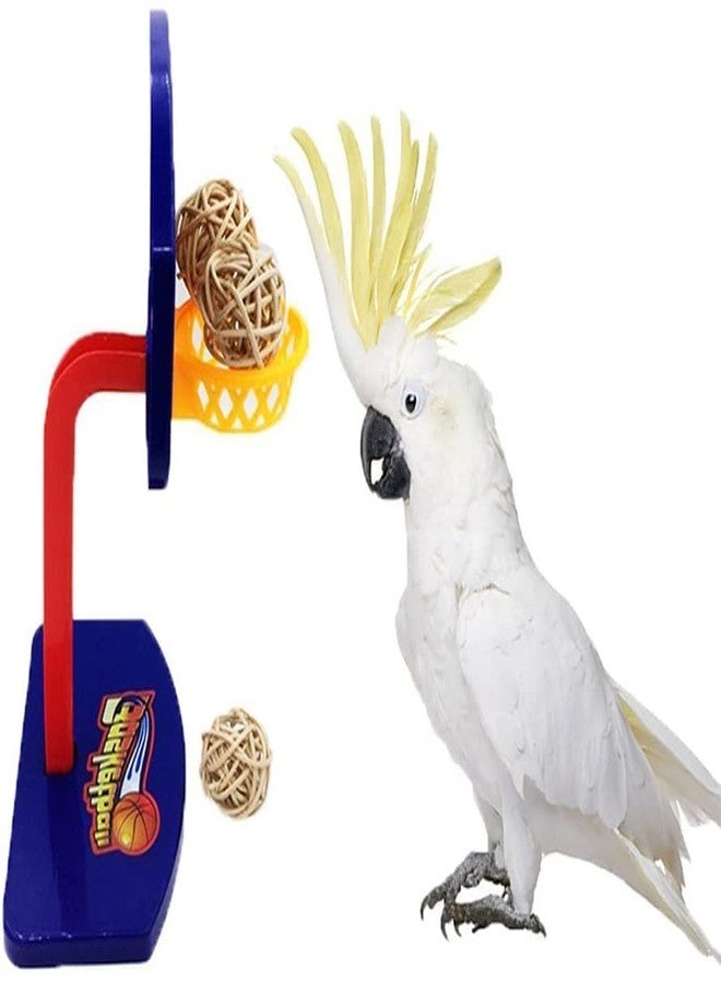 Sage Square Basketball Bird Toy, Training, Educational, Intellective Mini Basketball Rack for Budgies Parakeet Parrot Cockatiels Conures Small and Medium Birds. - Image 1
